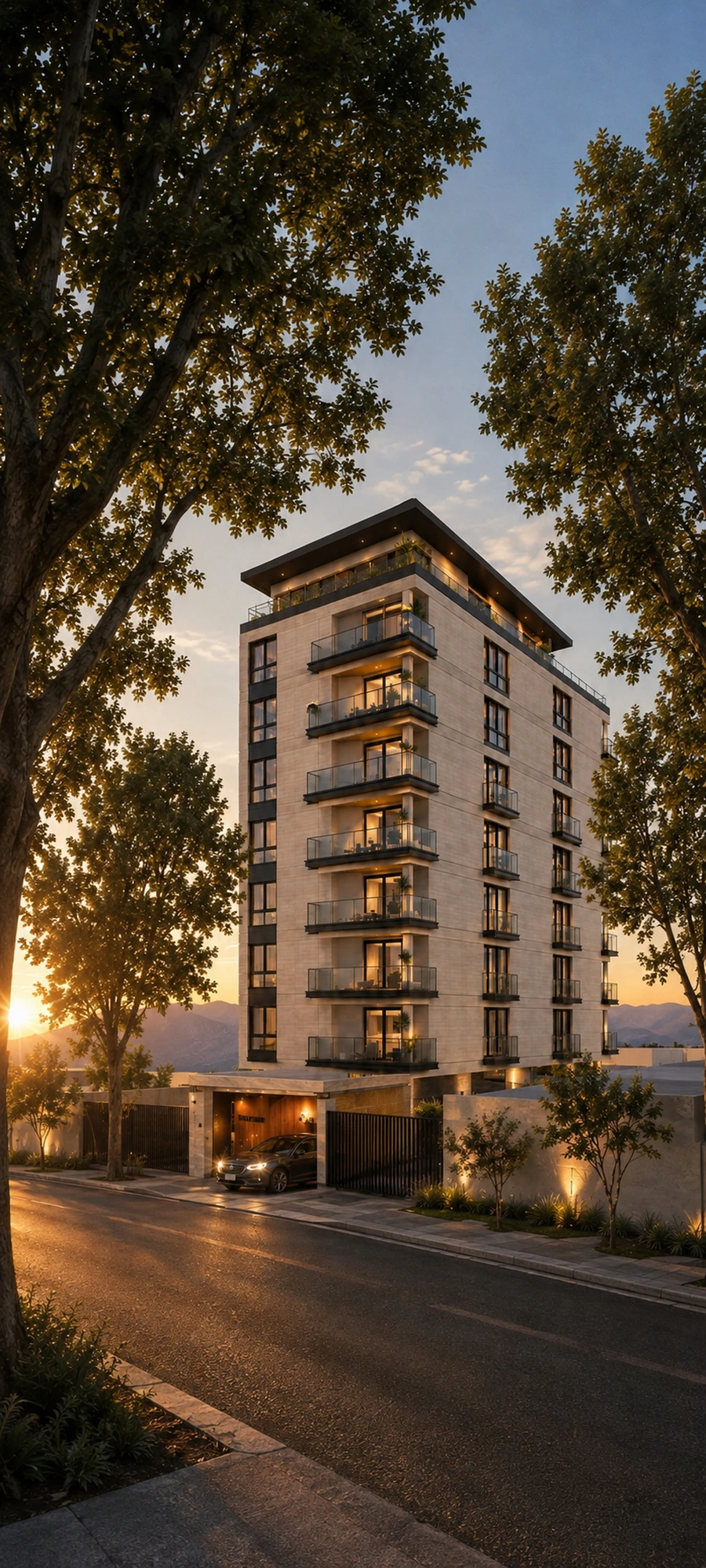 Render exterior general del edificio Villa Alicia