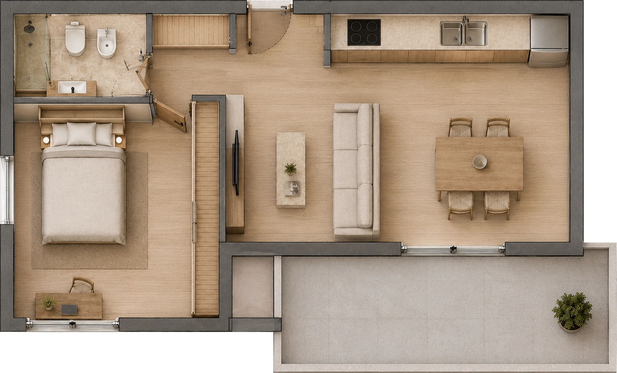 Planta 1 dormitorio